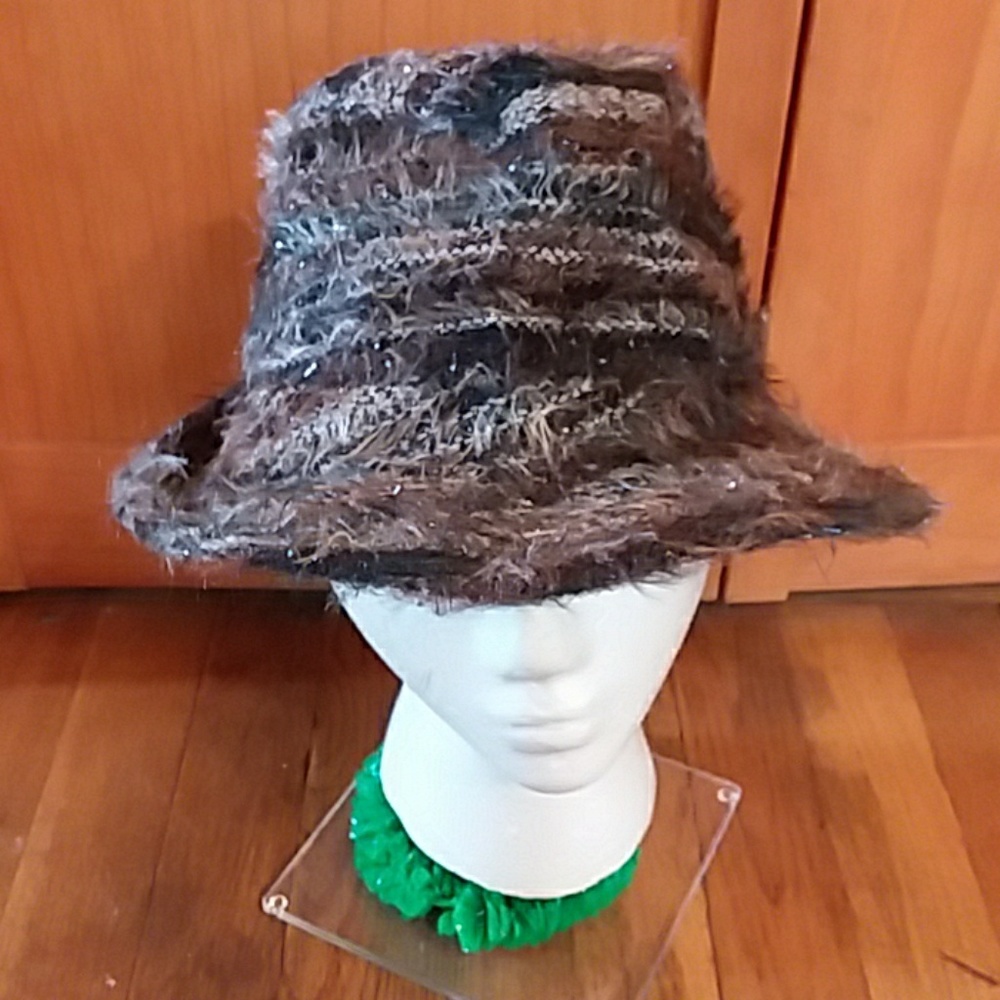 Fuzzy Mettalic Women's Fedora Hat Boho Funky